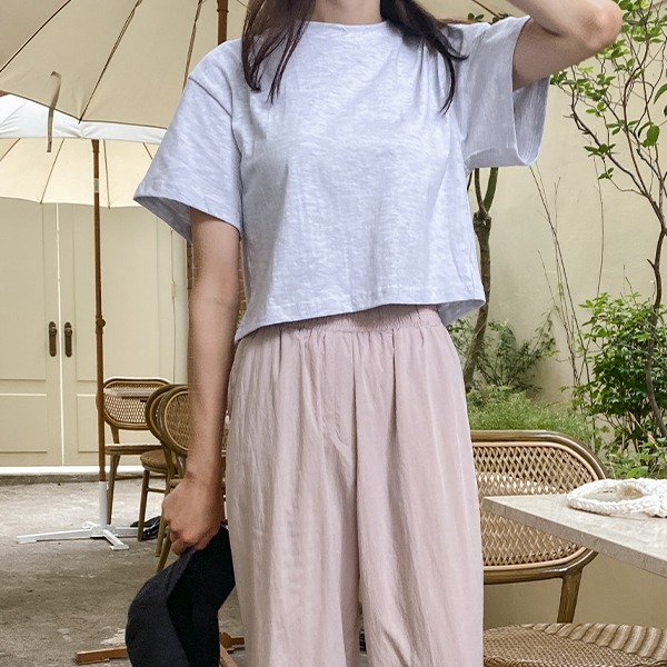 [여름반팔티] 아로아 백슬릿 티셔츠 - 4 Color (스판 반팔티/무지/크롭/여행룩/홈캉스)