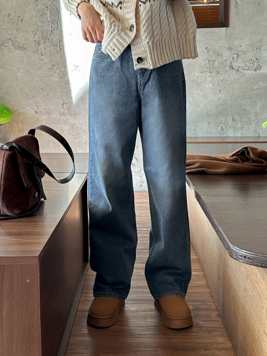 프룬캣 브러쉬 와이드 데님 팬츠 - 3 Size (청바지/인생데님)