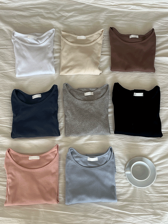 [봄티셔츠]  폴딩 쫀쫀 라운드 티셔츠 - 8 Color (코튼/유넥/스판티셔츠)