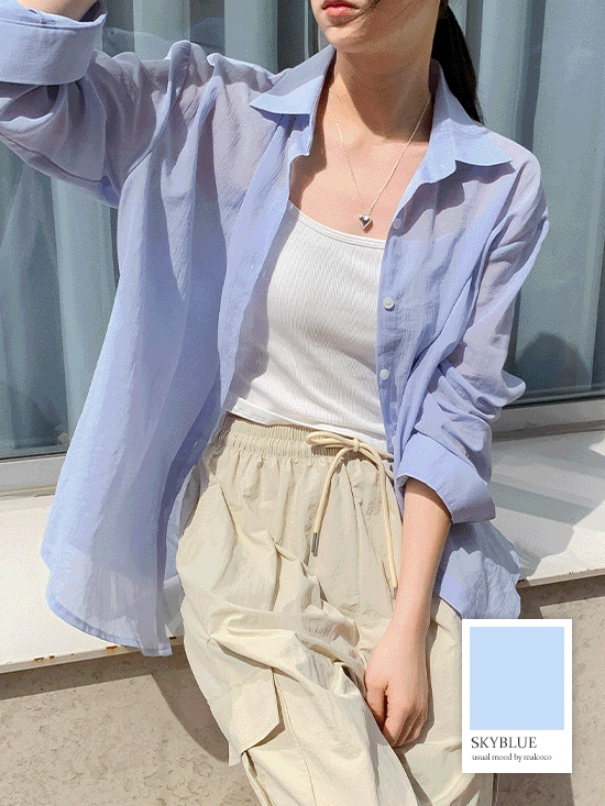 [15%할인/자체제작] UTMOST 홀리 시스루 셔츠 - 7 Color (썸머셔츠/60수/긴팔/여름)