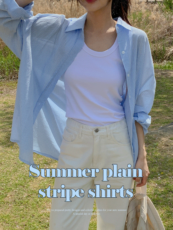 [15%할인/오버핏셔츠/여름여행] UTMOST 플레인 스트라이프 셔츠 - 2 Color (긴팔/살안타템)